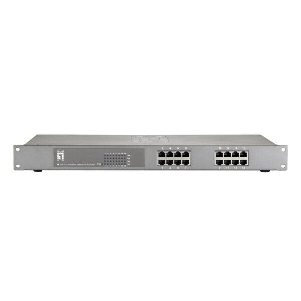 FEP-1612W380 LevelOne 16-Port Fast Ethernet PoE Switch, 802.3at/af PoE, 380W
