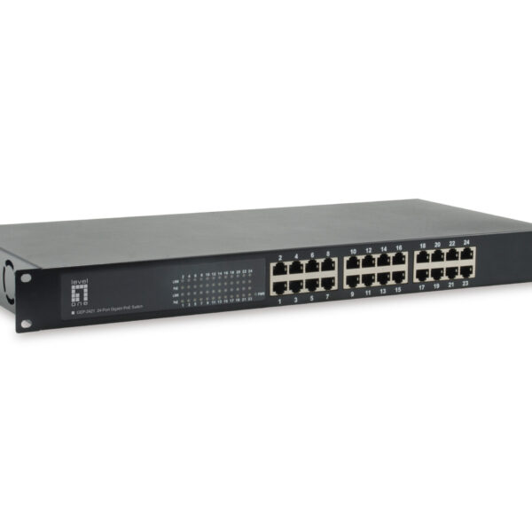 GEP-2421W500 LevelOne 24-Port Gigabit PoE Switch, 802.3at/af PoE, 500W