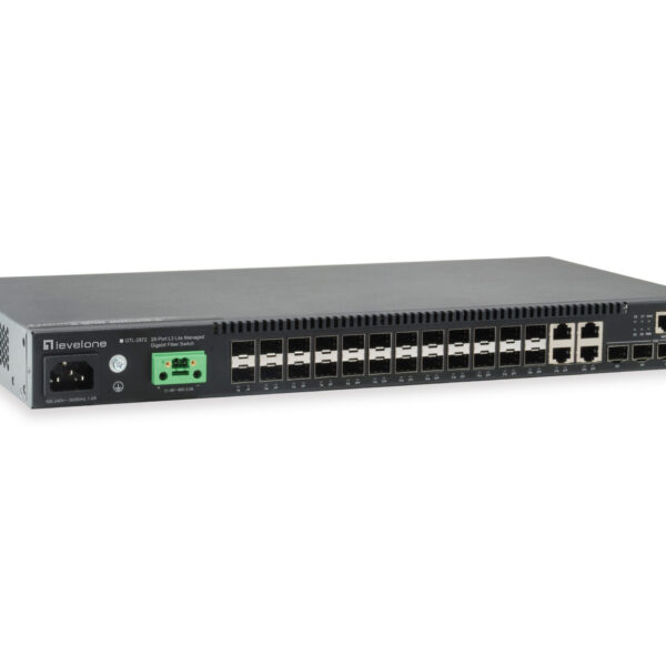 GTL-2872 LevelOne KILBY 28-Port L3 Lite Managed Gigabit Fiber Switch, 4 x 10GbE SFP+, 4 x Gigabit SFP/RJ45 Combo
