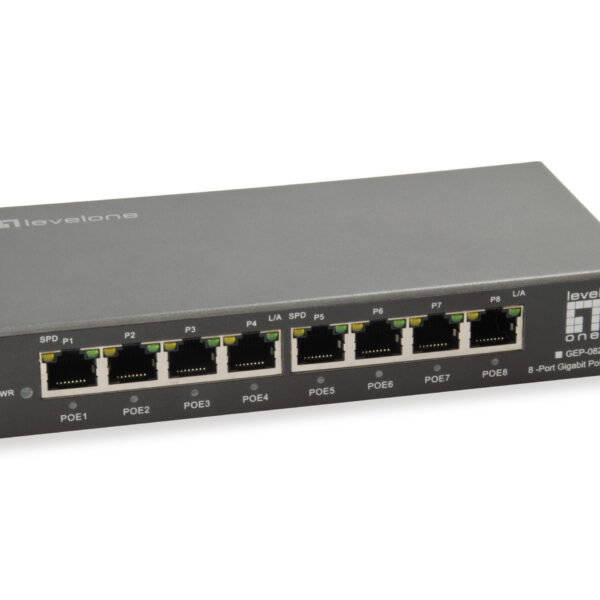 GEP-0823 LevelOne 8-Port Gigabit PoE Switch, 802.3at/af PoE, 120W