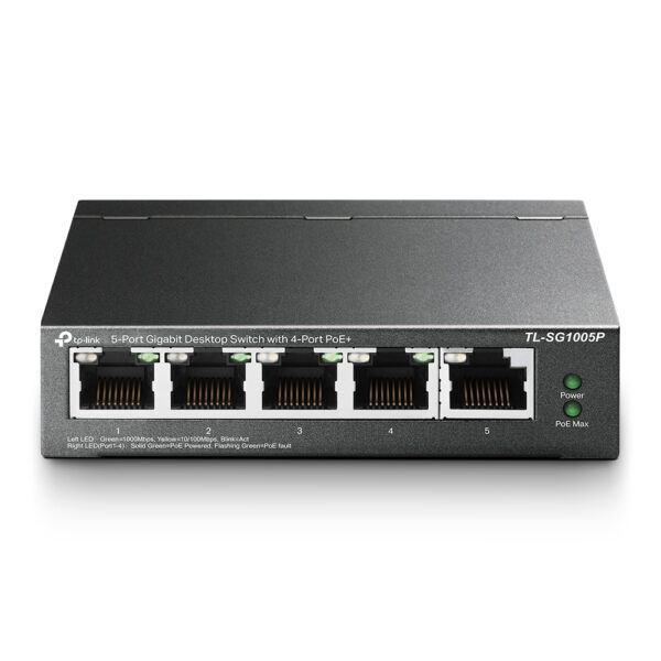 TL-SG1005P TP-LINK network switch Unmanaged Gigabit Ethernet (10/100/1000) Power over Ethernet (PoE) Black
