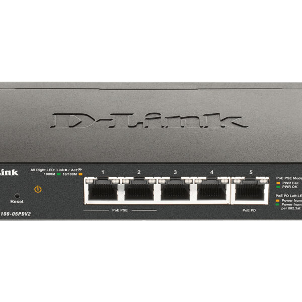 DGS-1100-05PDV2 D-Link network switch Managed Gigabit Ethernet (10/100/1000) Power over Ethernet (PoE) Black