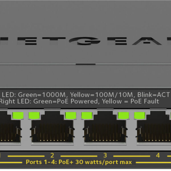 GS305EPP-100PES NETGEAR 5-Port Gigabit Ethernet High-Power PoE+ Plus Switch (GS305EPP) Managed L2/L3 Gigabit Ethernet (10/100/1000) Power over Ethernet (PoE) Black