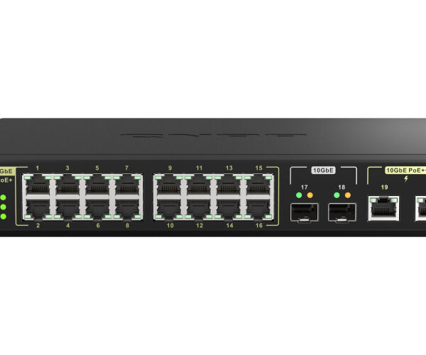 QSW-M2116P-2T2S QNAP network switch Managed L2 2.5G Ethernet Power over Ethernet (PoE) Black